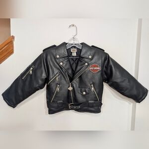 Harley-Davidson Kids Size 7 Faux Leather Motorcycle Biker Jacket Quilted Lined